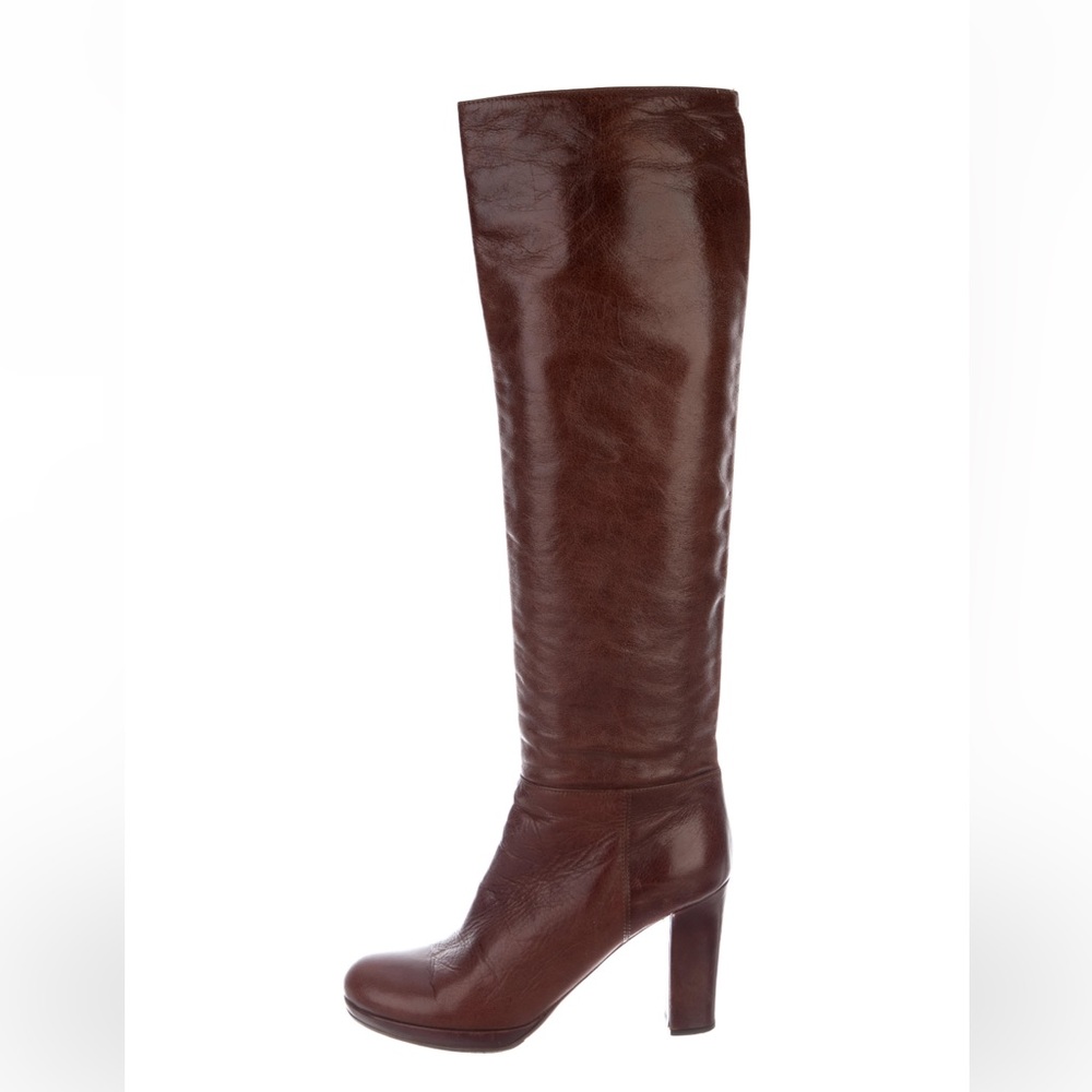 Prada Leather Knee-High Boots Brown Size 8 (IT 38)